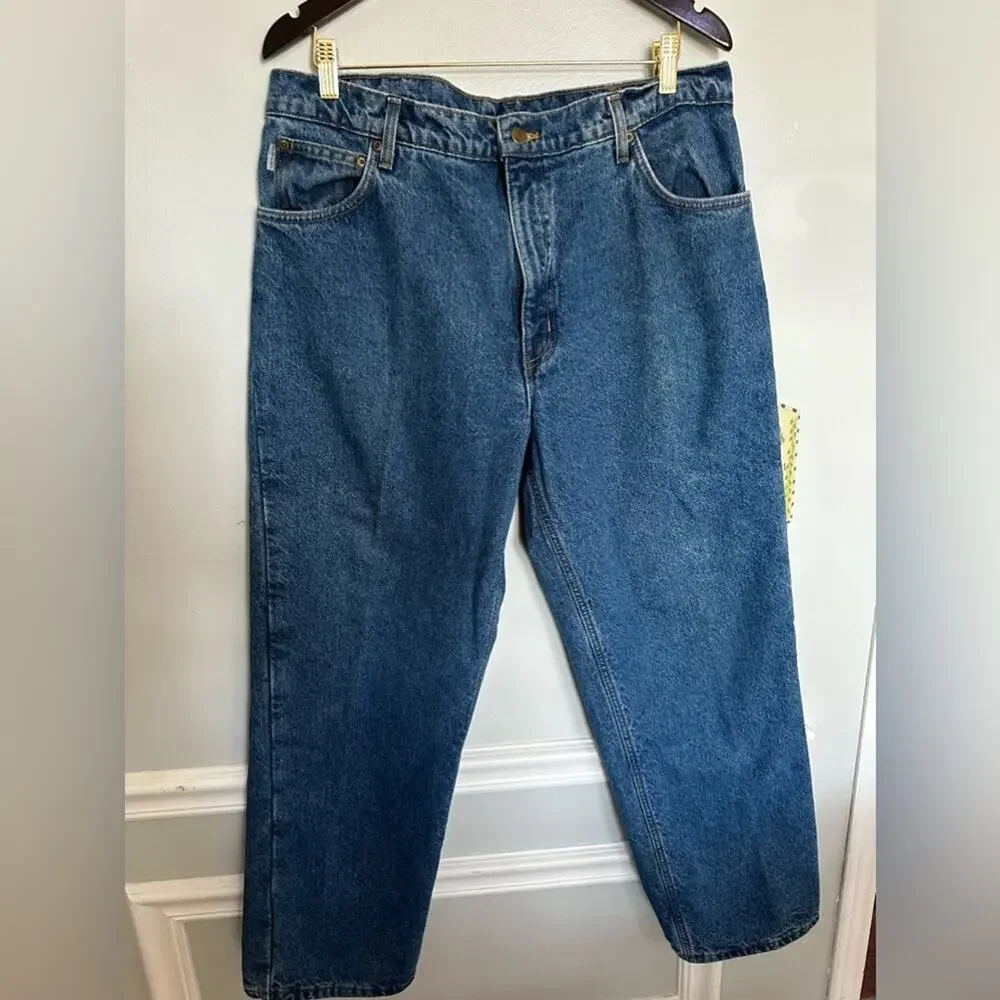 CARHARTT RELAXED FIT FLANNEL-LINED 5-POCKET JEANS 38x30 38